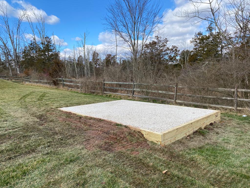 12x16 gravel shed pad in green lane pa