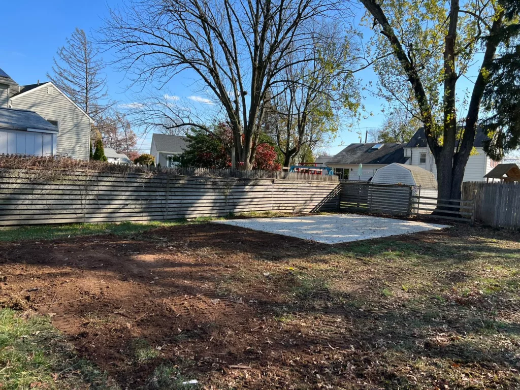 shed demo and gravel shed pad installation in edison nj