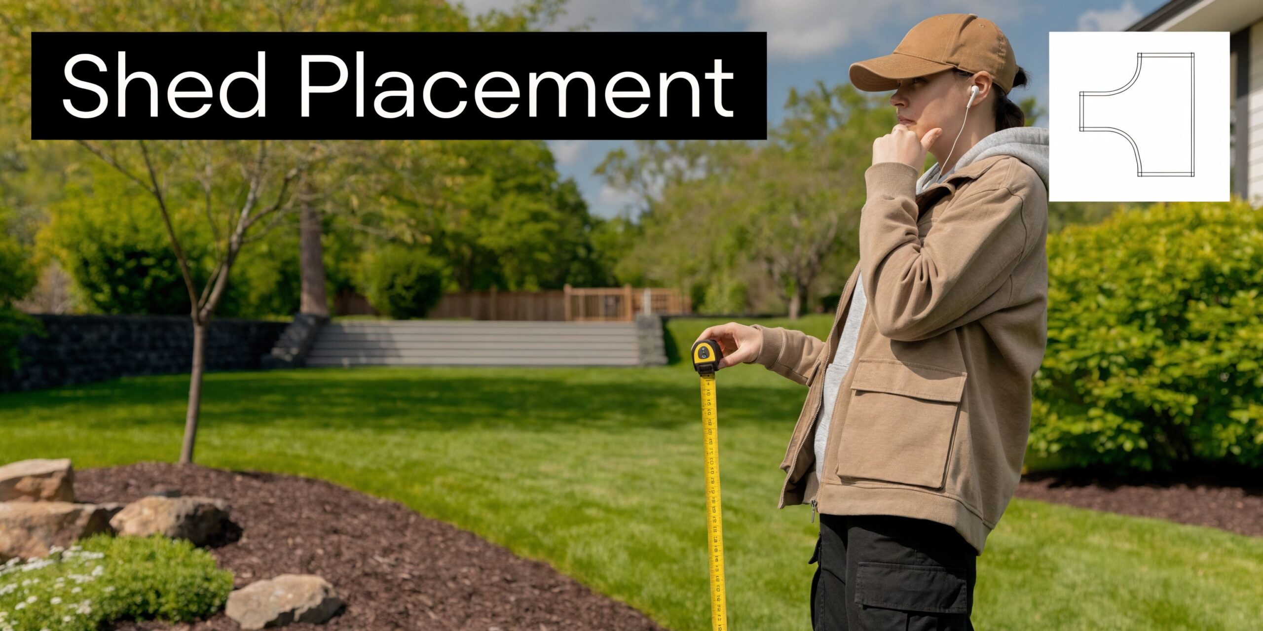 Outdoor Storage Shed Plan: A PA/MD/DE/NJ Guide for 2026 3 A person in a park holding a tape measure, planning the placement for a new outdoor storage shed.