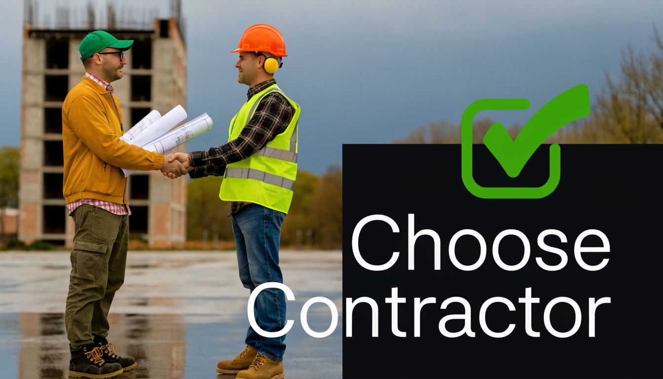 Residential Excavation Services Near Me: Costs & Permits 5 A construction manager and contractor shaking hands at a job site with architectural blueprints in hand.