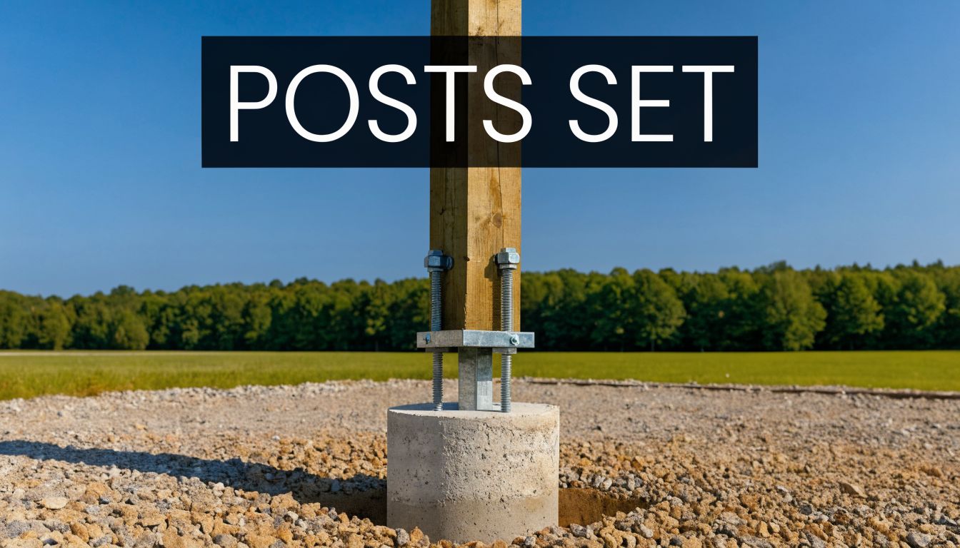 Site Prep for Pole Barn: Expert Guide for PA, MD, DE, NJ 5 A wooden post securely anchored into a concrete pier base for a new pole barn foundation.