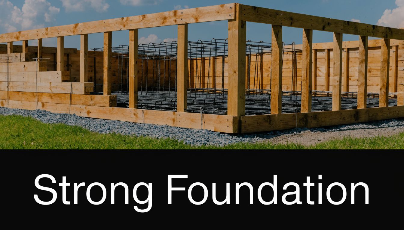 Concrete Pad Installation: A PA & MD Homeowner's Guide 3 A wooden formwork construction frame for a concrete pad installation set on a gravel bed outdoors.