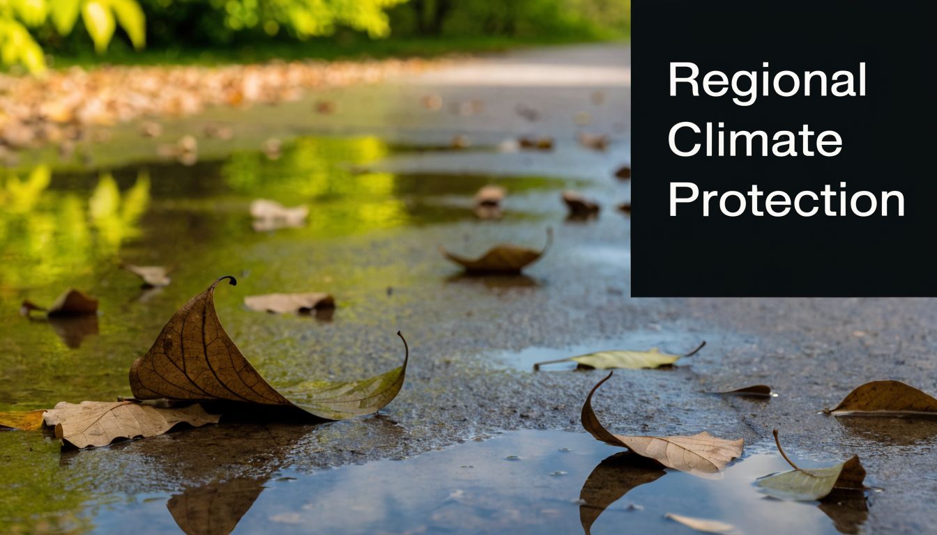 Concrete Slab Sealer: A PA Homeowner's Guide for 2026 4 Fallen autumn leaves floating in a puddle on a damp concrete path outdoors