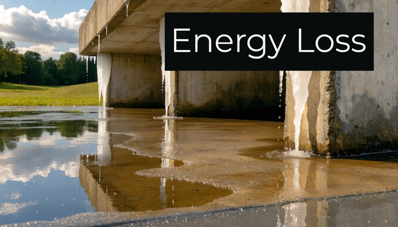 Garage Floor Insulation: Boost Your Home Comfort 2 A concrete structure leaking water with icicles forming, highlighting heat loss and poor garage floor insulation.