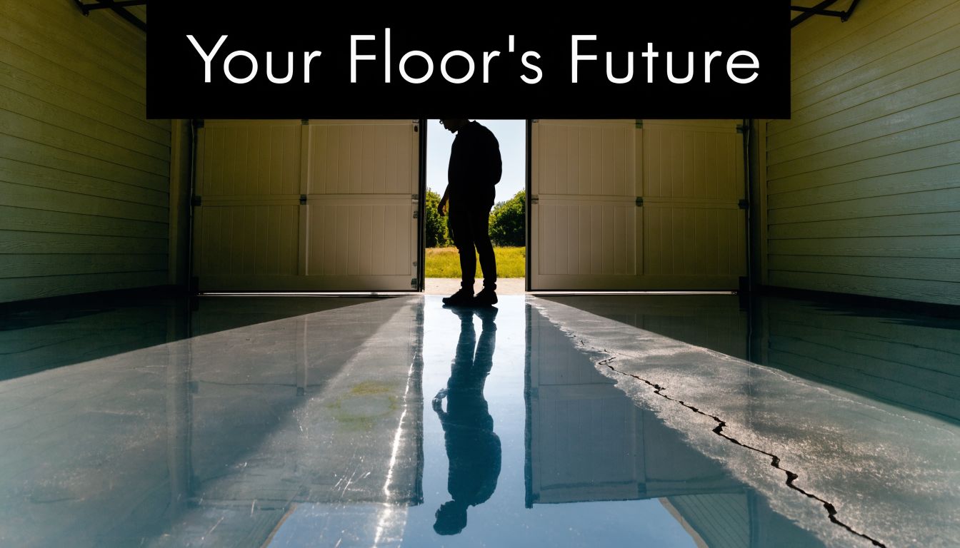 Garage Floor Mats: A Contractor's Guide for PA & MD 5 A silhouette of a person standing in a bright garage with a reflective epoxy floor.