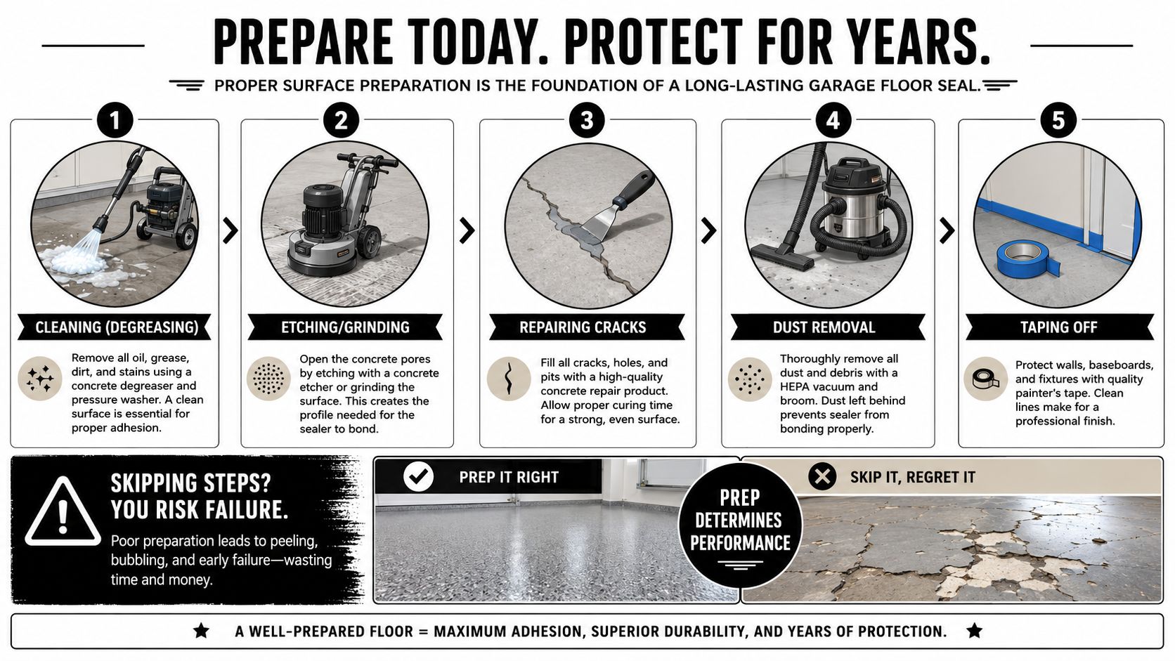 Garage Floor Sealer: A PA Contractor's Guide for 2026 2 A five-step guide on how to prepare a garage floor for applying a long-lasting protective sealer.