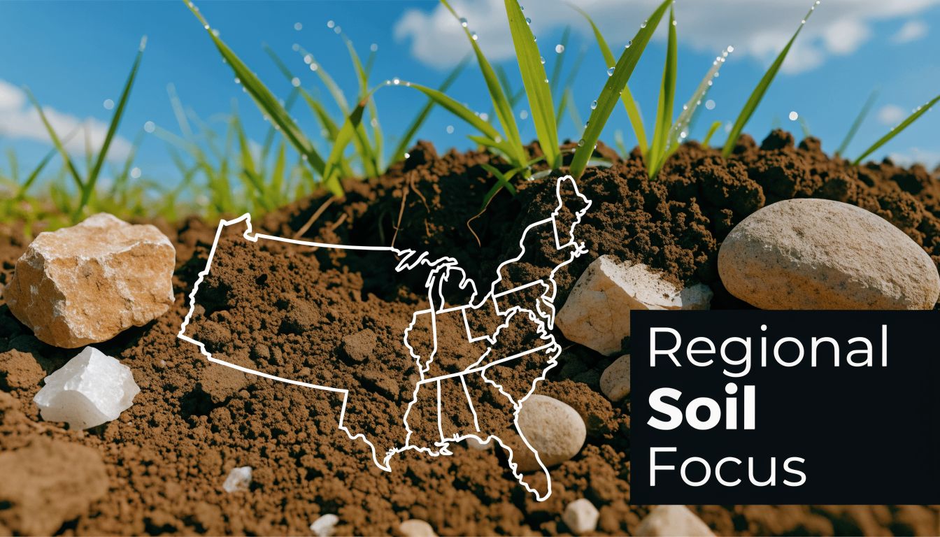 How Thick Should A Patio Concrete Slab Be? 5 A conceptual image featuring a white map outline of the United States superimposed over rich soil and green grass.