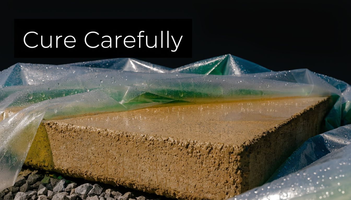 How to Build a Concrete Porch Slab: A 2026 Guide 5 A fresh concrete slab is being cured under plastic sheeting to retain moisture during the hardening process.
