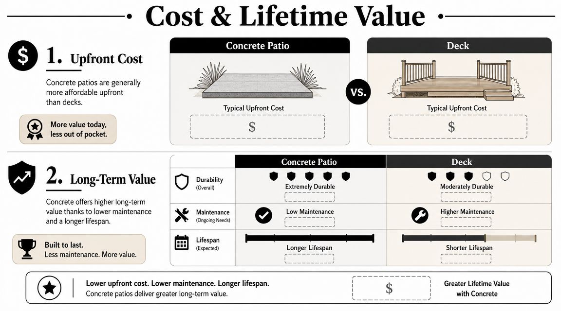 Concrete Patio vs. Deck: Make the Right Choice 3 Comparing Cost and Lifetime Value