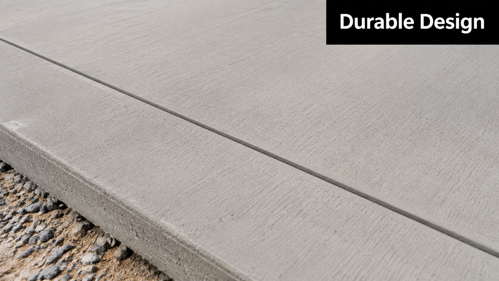 Driveway Concrete Slabs: PA, MD, DE, NJ Guide 2026 3 A close-up view of freshly poured grey concrete driveway slabs with a textured surface finish.