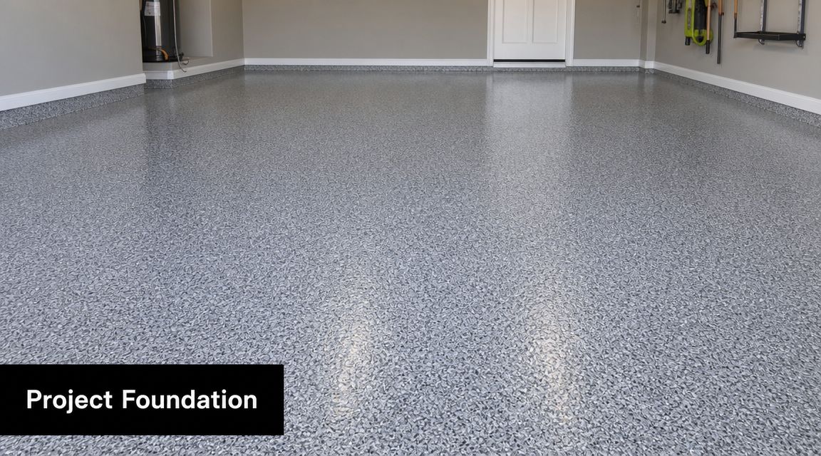 Garage Floor Paint: Is It Best for Your Home in 2026? 5 A clean, newly finished garage floor coated with grey speckled epoxy paint for durability and aesthetics.