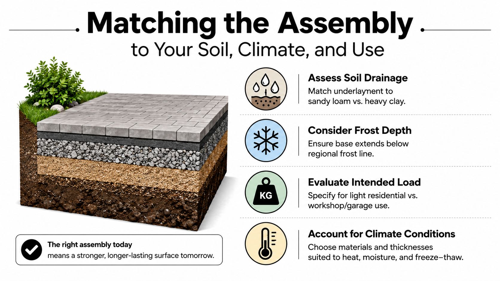 Concrete Slab Underlayment: A Homeowner's Guide 4 A diagram illustrating the essential layers for creating a durable and stable concrete slab paver assembly.