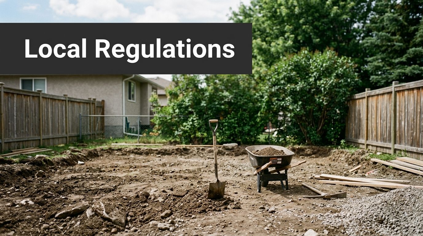 Hot Tub Foundation Kit: A PA & NJ Homeowner's Guide 4 A backyard construction site featuring a wheelbarrow, shovel, and lumber, preparation for a foundation.