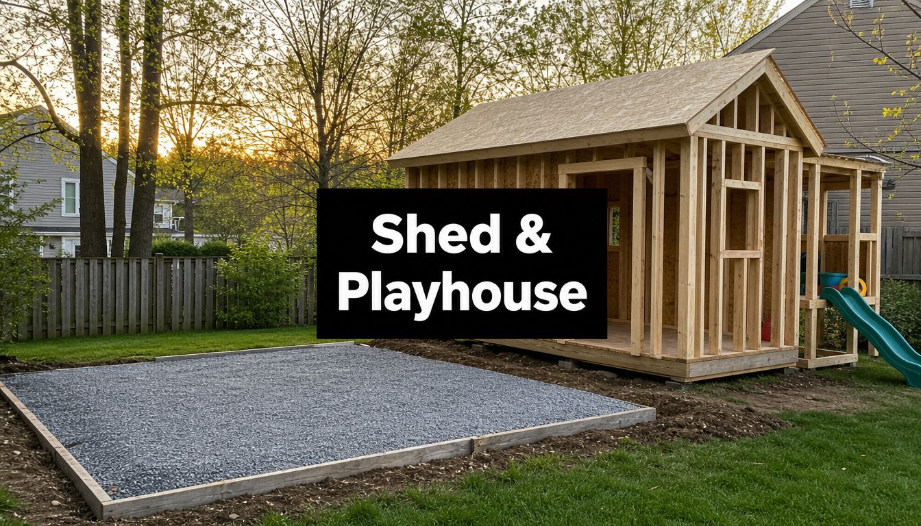 Shed and Playhouse Foundations in PA: A 2026 Guide 1 shed and playhouse backyard structure