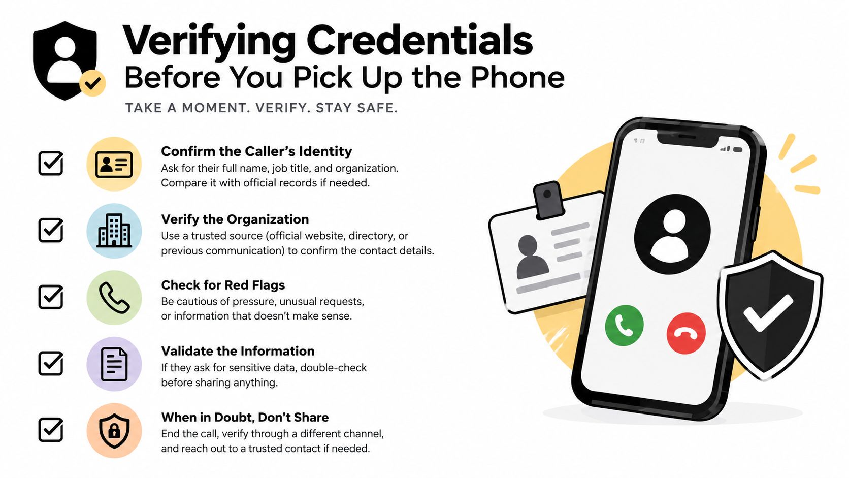 How to Choose a Concrete Contractor: A Homeowner's Guide 1 An infographic illustrating five essential steps to verify caller credentials and stay safe from potential phone scams.